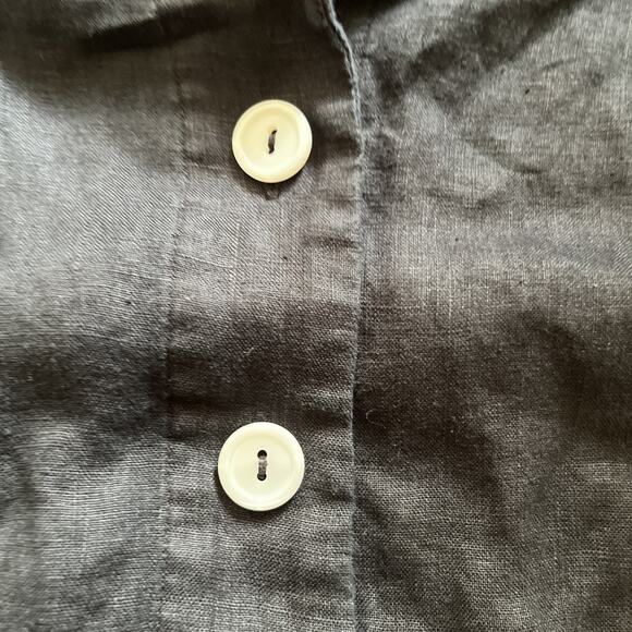 Quince 100% European Linen Button Front Dress | Black |Medium | Missing Belt - Picture 12 of 16